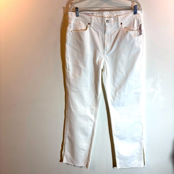 GAP Sz 30 90s Loose Mid Rise Raw Hem Slits 5 Pockets  White Jeans New with Tags - Picture 2 of 11